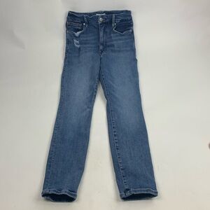 Good American Skinny Jeans Sz 4/27 Stretch Indigo Blue Light Distressed Designer